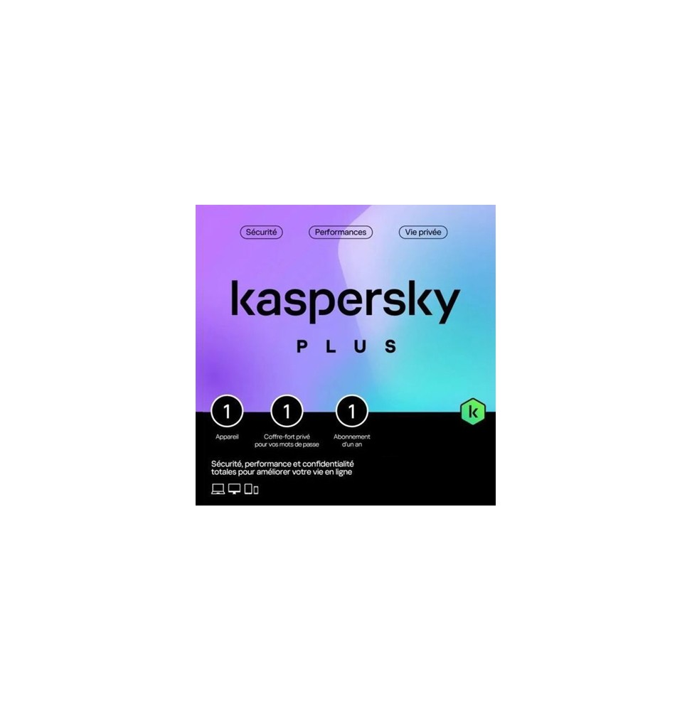 Kaspersky Plus (équivalent Internet Security) – 1Appareils / 1 an Abonnement